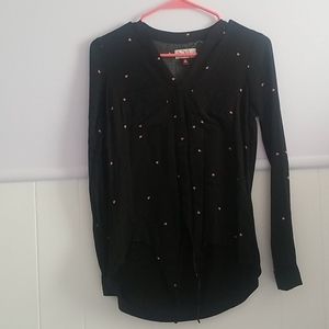 Black and pink heart button down